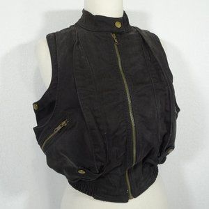 Current/Elliott Size 1 Black The Zip Bomber Vest